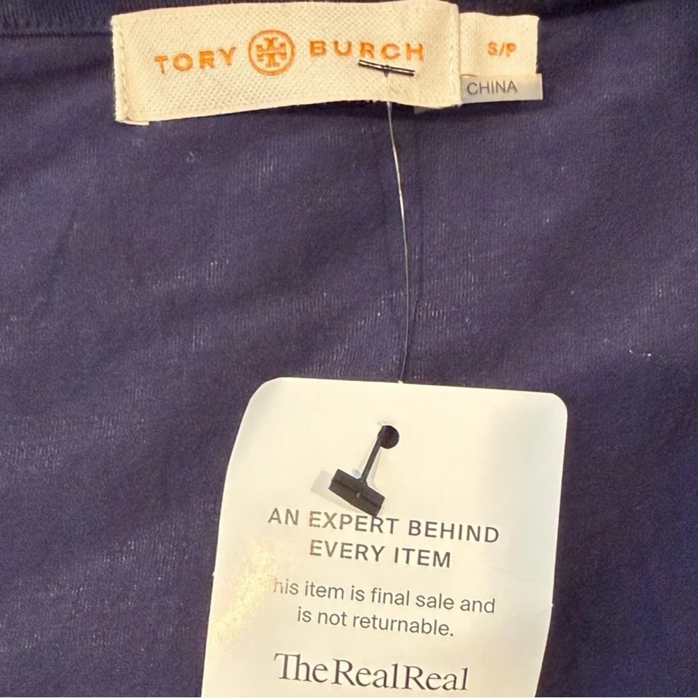 Tory Burch navy sleeveless wrap dress with ruffle Trim Womens S/P